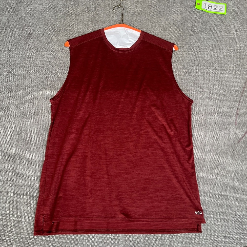 DSG Movement Muscle Tank Top Men L Red High Low Slit Crew Neck Athletic Pullover